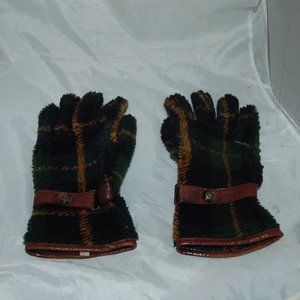 ALPO Plaid Wool Gloves w/ Leather Trim Men's Sz L